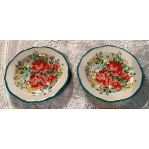 Set of 2 Pioneer Woman Vintage Floral Salad Plates 8.5" Stoneware
